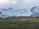 Zicht op de Hardangerjøkulen, de gletsjer op de Hardangervidda